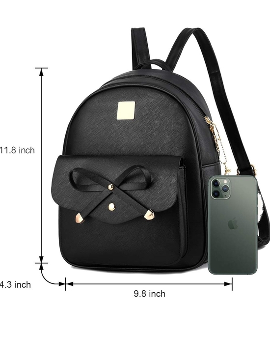 Women’s Black Faux Leather Backpack Set with Round Crossbody and Cardholder main image 6